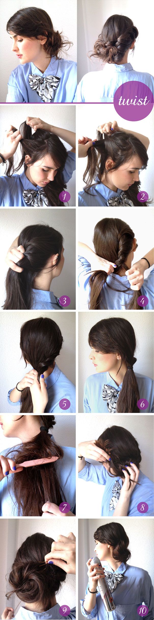 Messy side hair bun tutorial