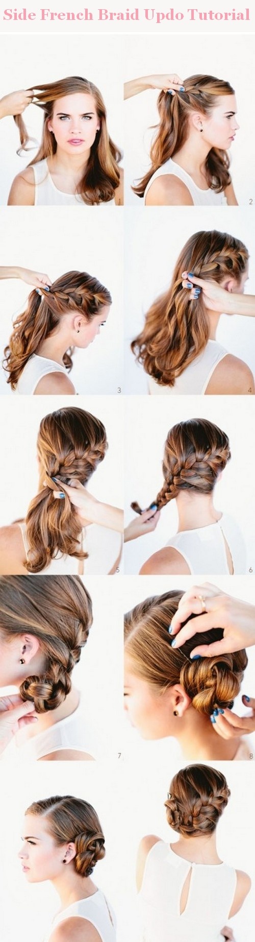 Side french braid updo