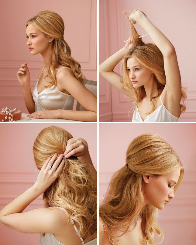 Elegant half up half down hairstyle