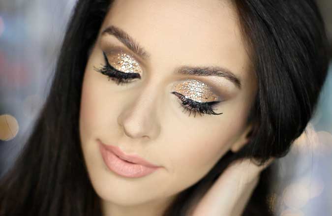 glitter eye makeup tutorial 2016 for new year's eve