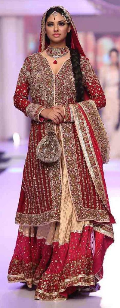 Pakistani Bridal Dresses In Red And Gold Colors 2024 2025 Fashioneven 