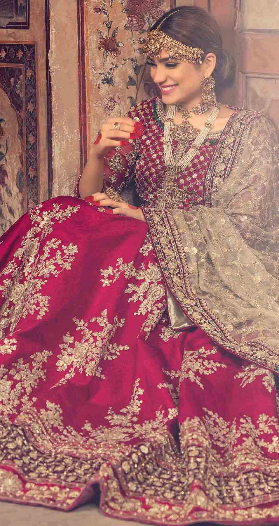 black and red bridal dress pakistani