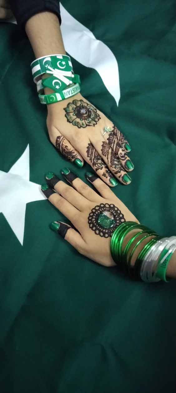 Pakistan flag gol tikki mehndi designs