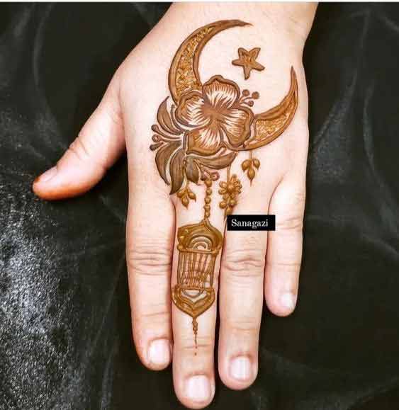 Simple moon star mehndi designs