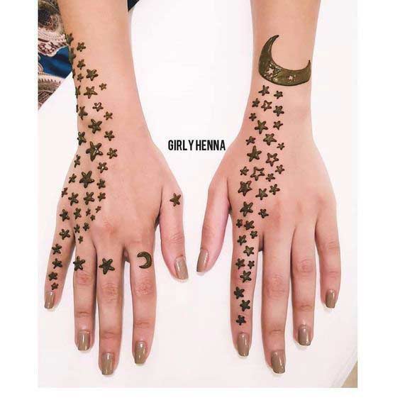 Moon and star mehndi designs for kids